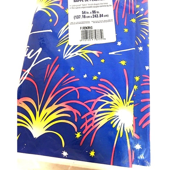 Vintage 90’s Fireworks Plastic Table Cover 54x96 DesignWorks American Greatings - Picture 3 of 4